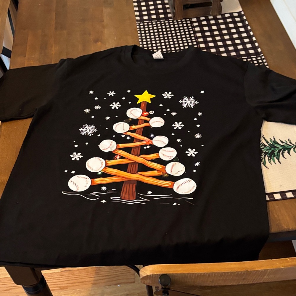 Black Christmas Tree Baseball T-Shirt